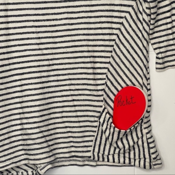 Anthropologie W5 Women’s Medium White Blue Striped 3/4 Sleeve T Shirt Ca… - Picture 4 of 8